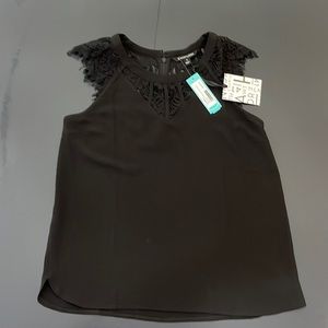 NWT black lace cap sleeve shirt